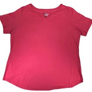 Just My Size Short Sleeve V-Neck Tee Shirt in Salmon Size 3X (22-24W)